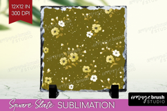Tiny Flowers Slate PNG - Floral Square Slate Sublimation Product Image 1