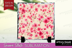 Tiny Flowers Slate PNG - Floral Square Slate Sublimation Product Image 1