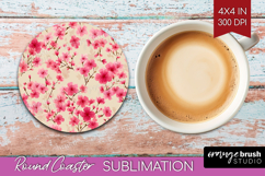 Tiny Flowers Round Coaster - Floral Coaster PNG Sublimation Product Image 1