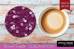 Tiny Flowers Round Coaster - Floral Coaster PNG Sublimation Product Image 1