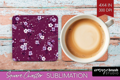 Tiny Flowers Square Coaster - Floral Coaster PNG Sublimation Product Image 1