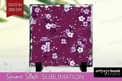 Tiny Flowers Slate PNG - Floral Square Slate Sublimation Product Image 1