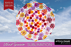 Tiny Flowers Wind Spinner Sublimation PNG - Floral Round Product Image 1
