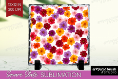 Tiny Flowers Slate PNG - Floral Square Slate Sublimation Product Image 1