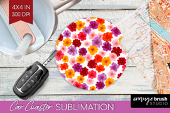 Tiny Flowers Car Coaster - Floral Coaster PNG Sublimation Product Image 1