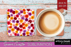 Tiny Flowers Square Coaster - Floral Coaster PNG Sublimation Product Image 1