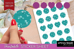 Tiny Flowers Round Sticker - Floral Printable Sticker Sheet Product Image 1