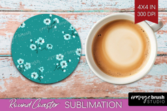 Tiny Flowers Round Coaster - Floral Coaster PNG Sublimation Product Image 1