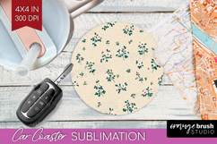 Tiny Flowers Car Coaster - Floral Coaster PNG Sublimation Product Image 1
