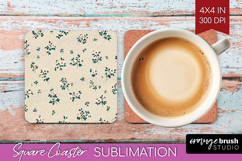 Tiny Flowers Square Coaster - Floral Coaster PNG Sublimation Product Image 1