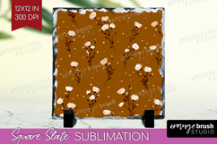 Tiny Flowers Slate PNG - Floral Square Slate Sublimation Product Image 1