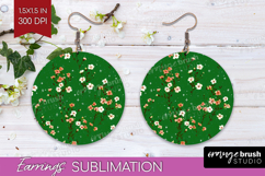Tiny Flowers Round Earrings - Floral PNG Sublimation Product Image 1