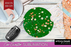 Tiny Flowers Car Coaster - Floral Coaster PNG Sublimation Product Image 1