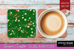 Tiny Flowers Square Coaster - Floral Coaster PNG Sublimation Product Image 1