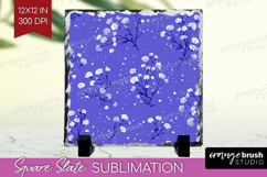 Tiny Flowers Slate PNG - Floral Square Slate Sublimation Product Image 1