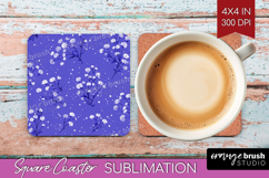 Tiny Flowers Square Coaster - Floral Coaster PNG Sublimation Product Image 1