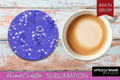 Tiny Flowers Round Coaster - Floral Coaster PNG Sublimation Product Image 1