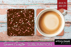 Tiny Flowers Square Coaster - Floral Coaster PNG Sublimation Product Image 1