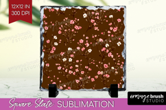 Tiny Flowers Slate PNG - Floral Square Slate Sublimation Product Image 1
