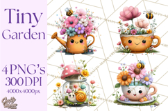 Spring Mini World Clipart, Cute Kawaii Garden Scenes PNG Product Image 1