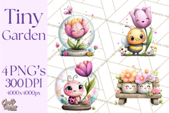 Spring Mini World Clipart, Cute Kawaii Garden Scenes PNG Product Image 1