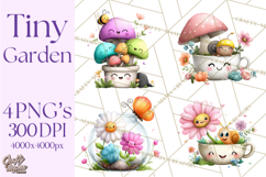 Spring Mini World Clipart, Cute Kawaii Garden Scenes PNG Product Image 1