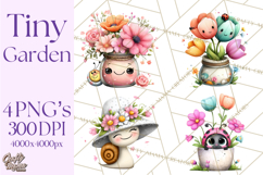 Spring Mini World Clipart, Cute Kawaii Garden Scenes PNG Product Image 1