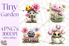 Spring Mini World Clipart, Cute Kawaii Garden Scenes PNG Product Image 1