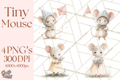 Adorable Tiny Mouse Clipart, Watercolor Mice PNG Product Image 1