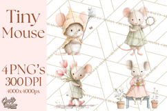 Adorable Tiny Mouse Clipart, Watercolor Mice PNG Product Image 1