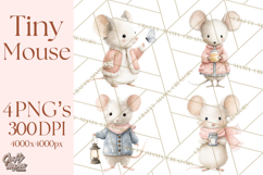 Adorable Tiny Mouse Clipart, Watercolor Mice PNG Product Image 1