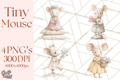 Adorable Tiny Mouse Clipart, Watercolor Mice PNG Product Image 1