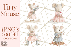 Adorable Tiny Mouse Clipart, Watercolor Mice PNG Product Image 1