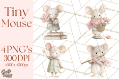Adorable Tiny Mouse Clipart, Watercolor Mice PNG Product Image 1