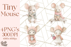 Adorable Tiny Mouse Clipart, Watercolor Mice PNG Product Image 1