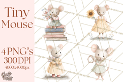 Adorable Tiny Mouse Clipart, Watercolor Mice PNG Product Image 1