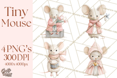 Adorable Tiny Mouse Clipart, Watercolor Mice PNG Product Image 1
