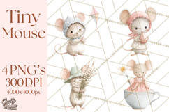 Adorable Tiny Mouse Clipart, Watercolor Mice PNG Product Image 1