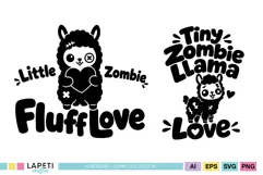 Tiny Zombie Llama Love design with small undead llama and heart