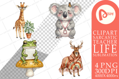 Tired Boho Teacher Animal Sublimation Product Image 1