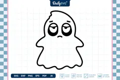 Tired Cute Ghost SVG Halloween Kawaii Spooky Cut File Product Image 1