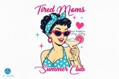 Tired Moms Summer Club, Trendy Funny Retro Summer Mom Design Product Image 1