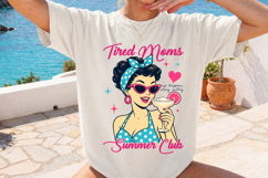 Tired Moms Summer Club, Trendy Funny Retro Summer Mom Design Product Image 2