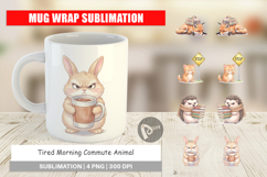 Tired Morning Commute Animal Mug Wrap Product Image 1
