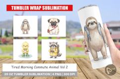 Tired Morning Commute Animal Tumbler Product Image 1