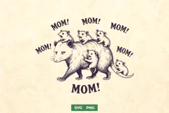 Tired Opossum Mom SVG PNG, Funny Overstimulated Mom Life Product Image 1