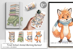Tired School Animal Digital Paper Product Image 1
