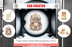 Tired School Animal Car Coaster Product Image 1