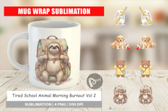 Tired School Animal Mug Wrap Product Image 1