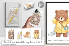 Tired School Animal Digital Paper Product Image 1